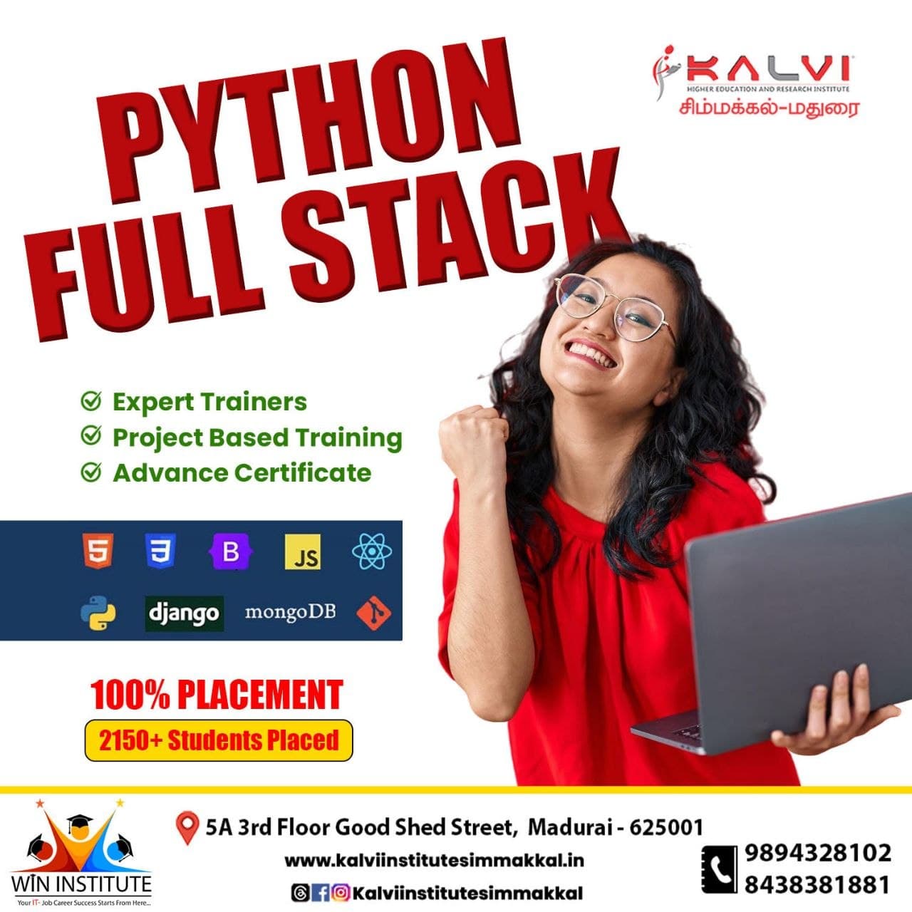 Kalvi Institute Simmakkal Python Full Stack course poster